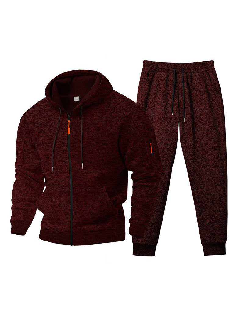 Men Fleece Hooded Zip Up Sweatshirt and Jogger Set