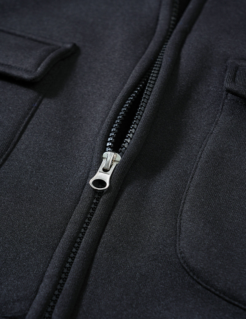 Men Multi Pocket Hooded Zip Up Jacket