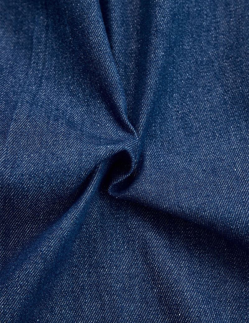 Retro Red Topstitched Denim Wide Leg Long Sleeve Jumpsuit