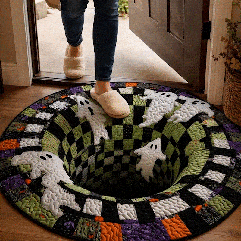 Halloween 3D Illusion Round Quilted Door Mat