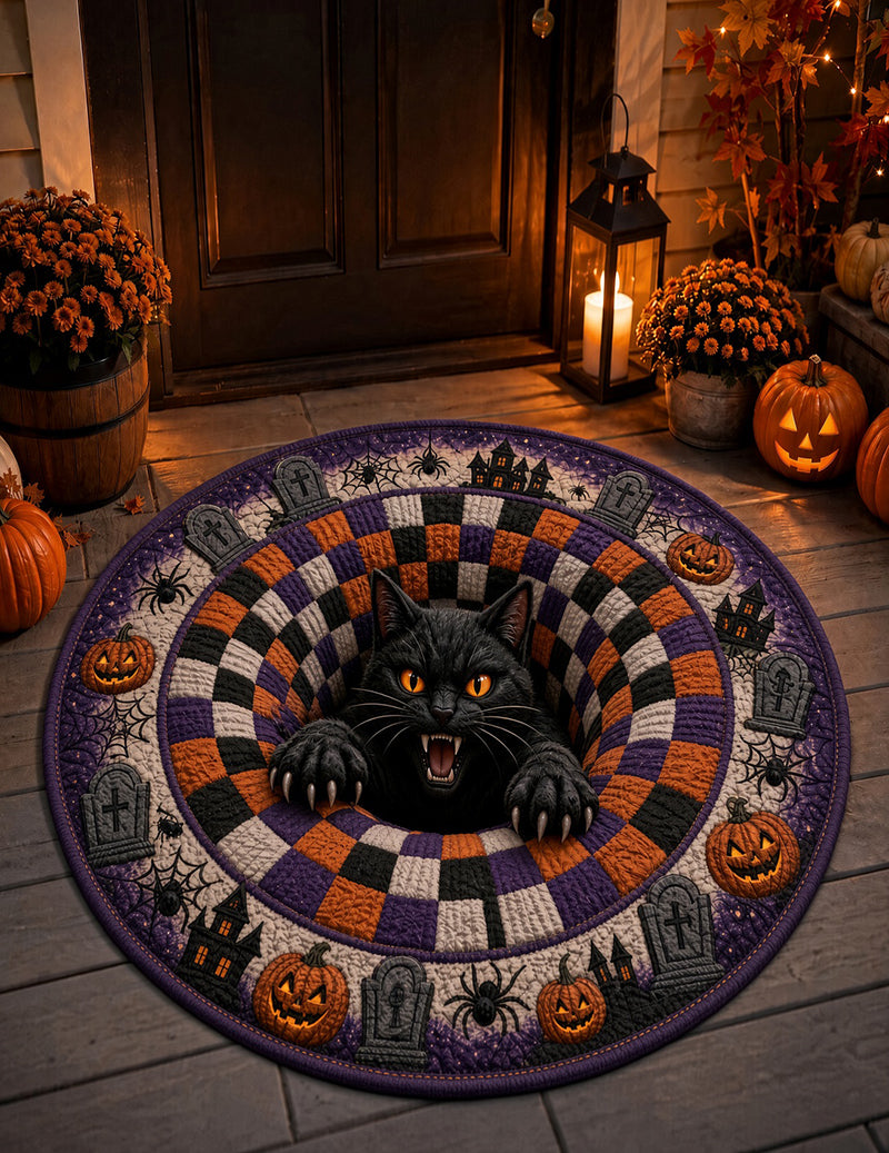 Halloween 3D Illusion Round Quilted Door Mat