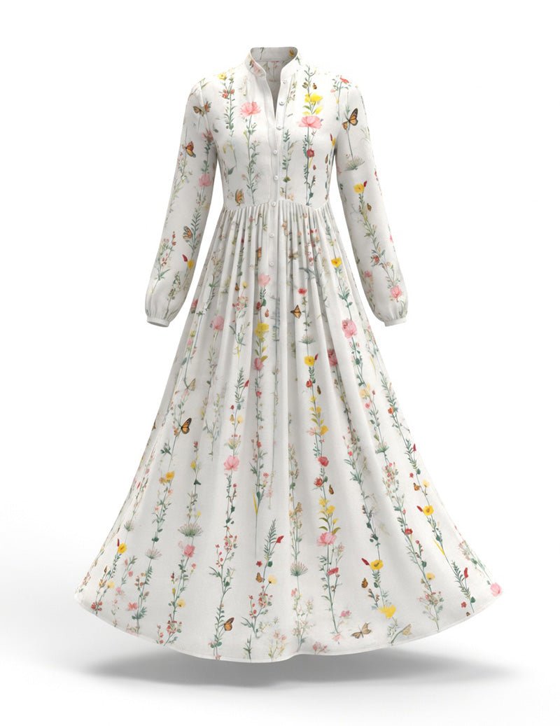 long sleeve butterfly maxi dress Women's Leonora Butterfly Sleeve Maxi Dress Buttercream S/M/L/XL MEAN BLVD