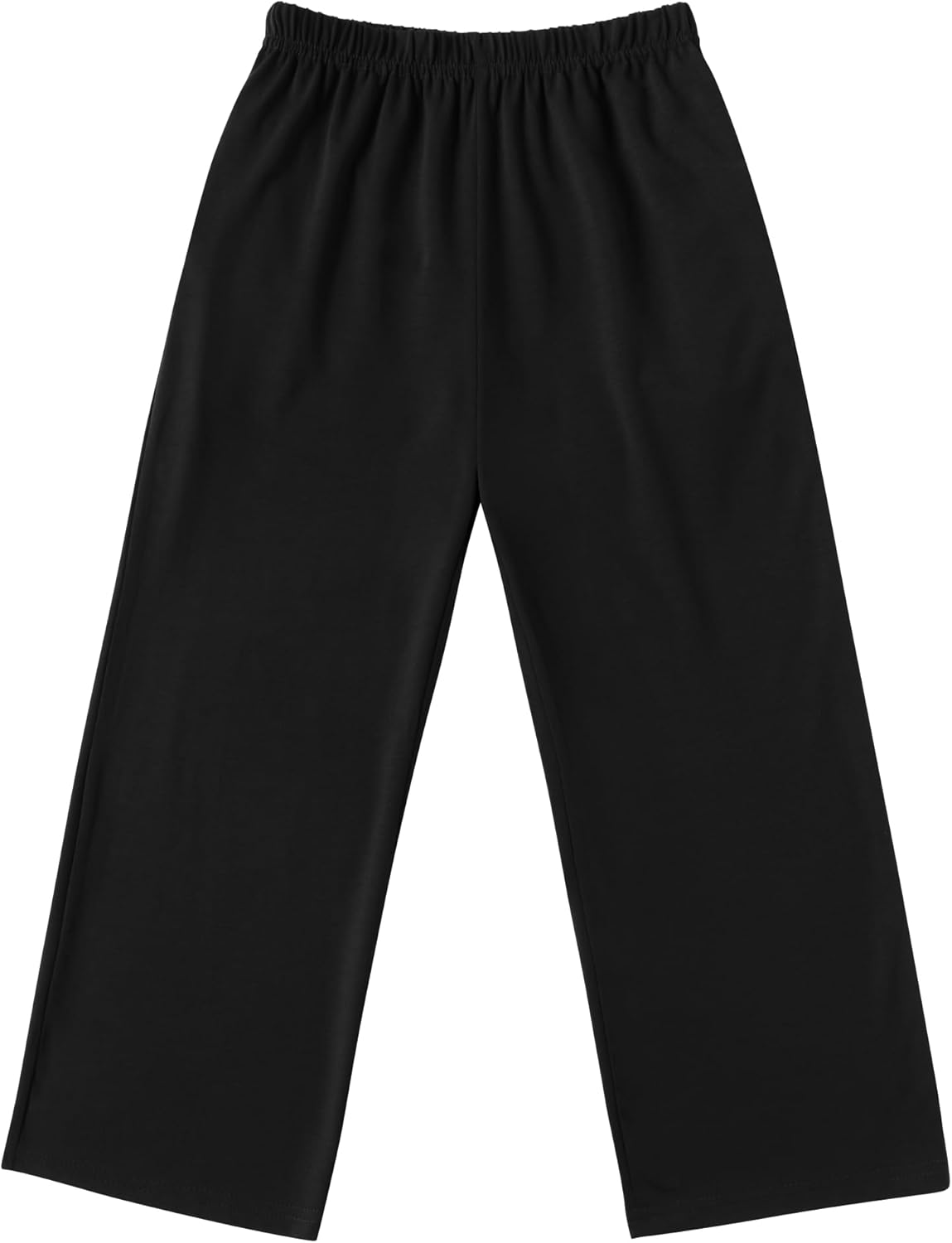 Boys solid black pyjama pants with elastic waistband, relaxed wide leg