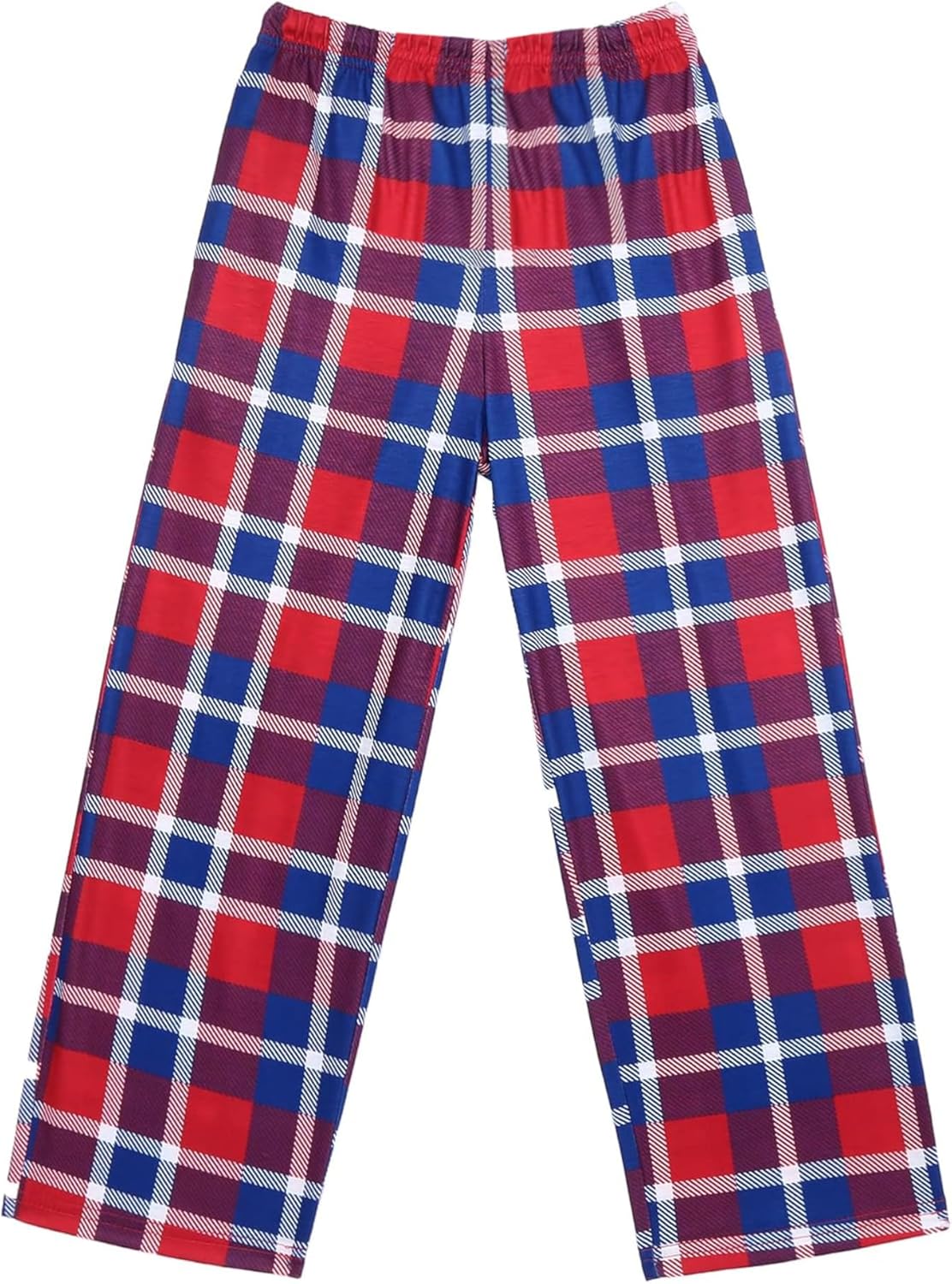 Boys plaid pajama pants, red and blue check with elastic waist