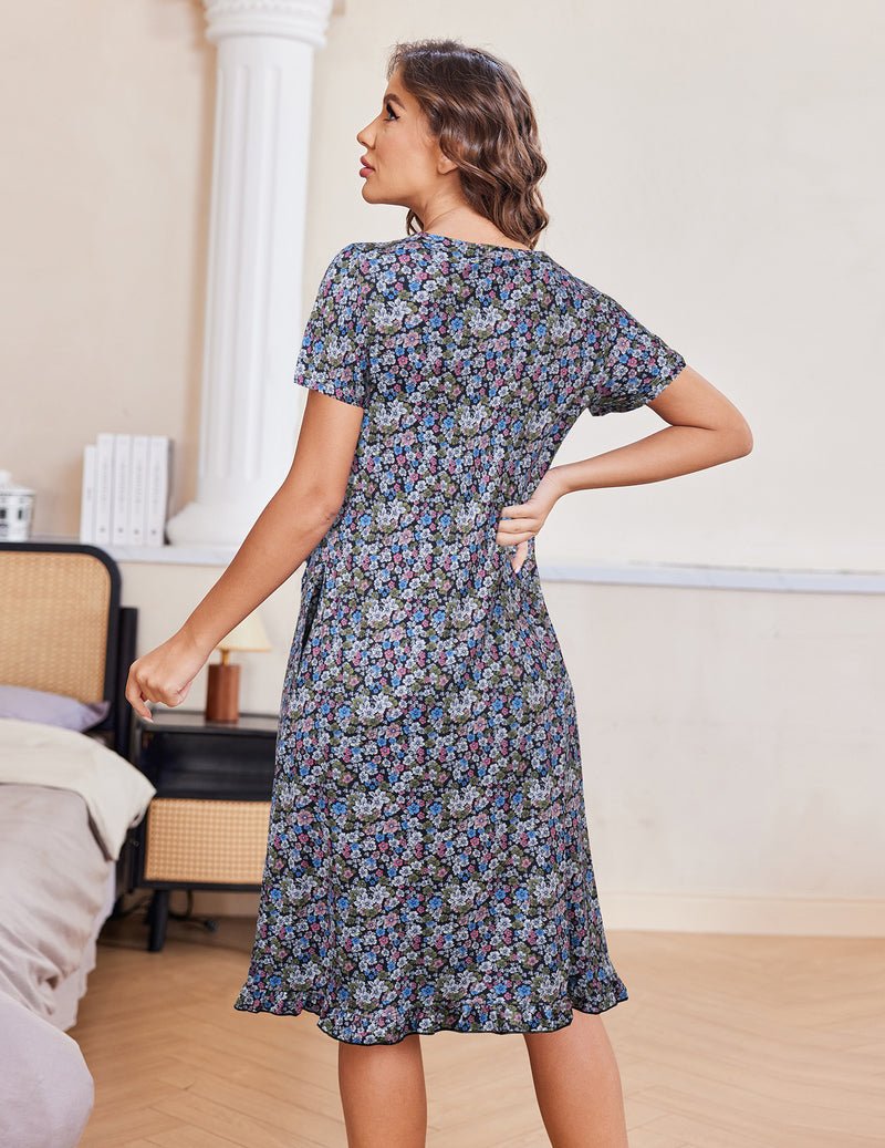 short muumuu dresses Hibiscus Pineapples Valley Pull Over Short Muumuu Dress Black / 2XL