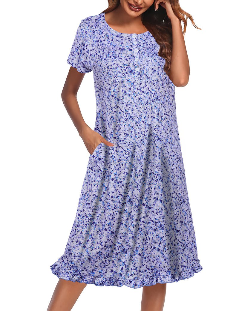 Button Front Short Sleeve Floral Mumu Dress