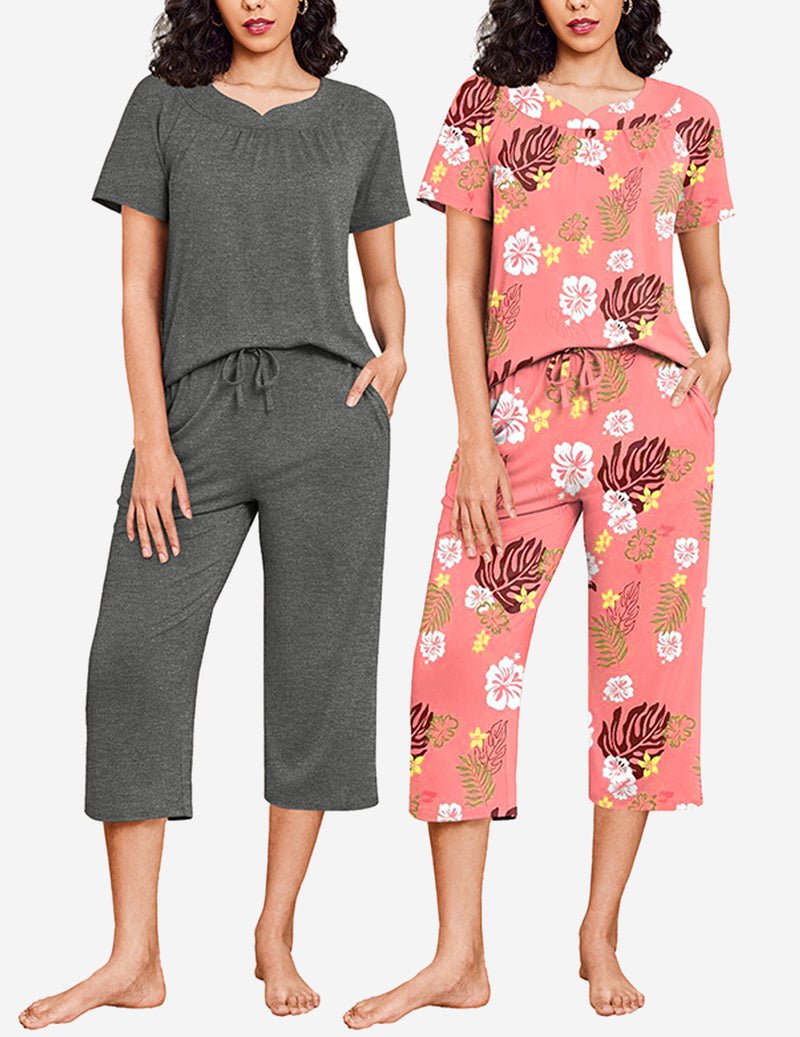 Capri Pajamas Short Sleeve Mumu Pjs Sets