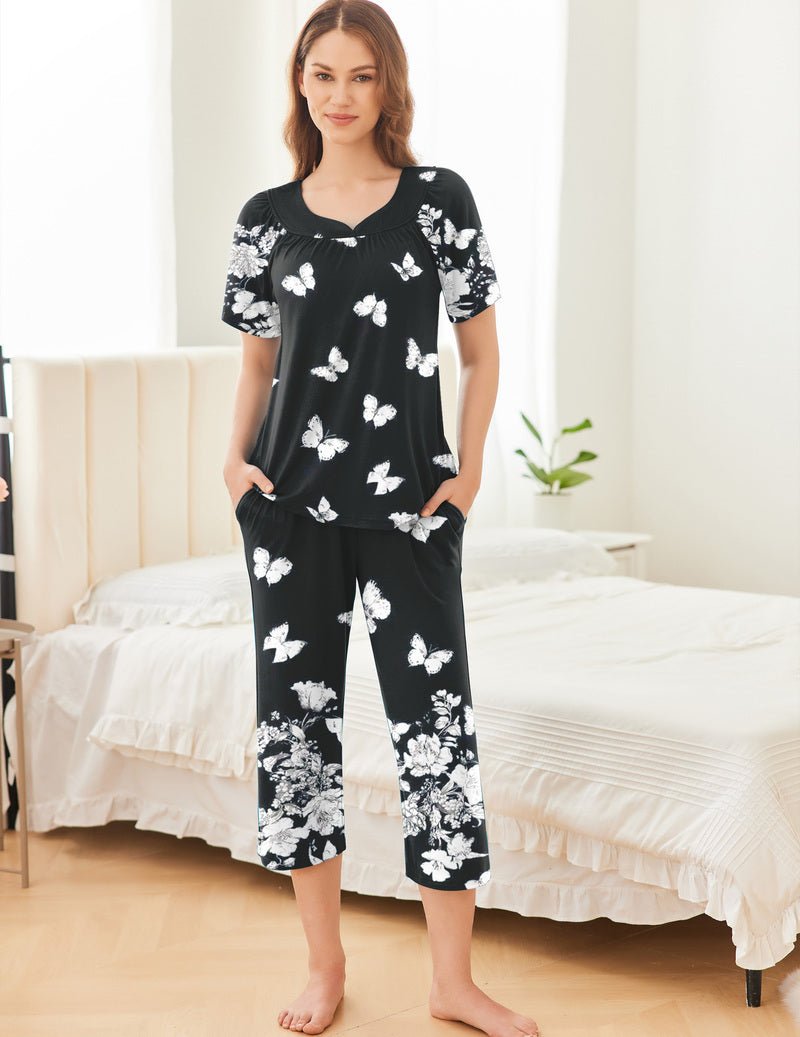 Capri Pajamas Short Sleeve Mumu Pjs Sets