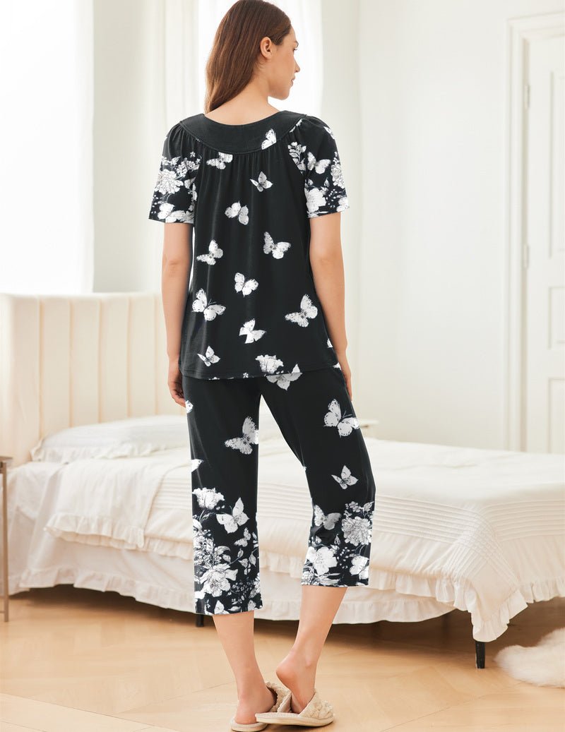 Capri Pajamas Short Sleeve Mumu Pjs Sets