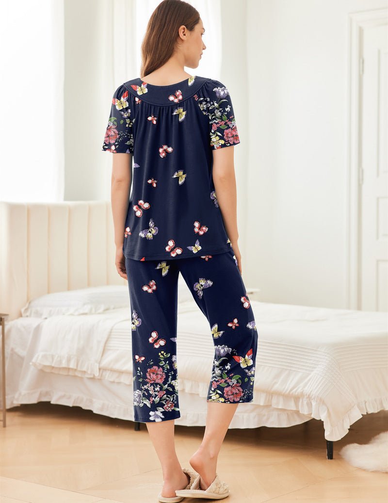 Capri Pajamas Short Sleeve Mumu Pjs Sets