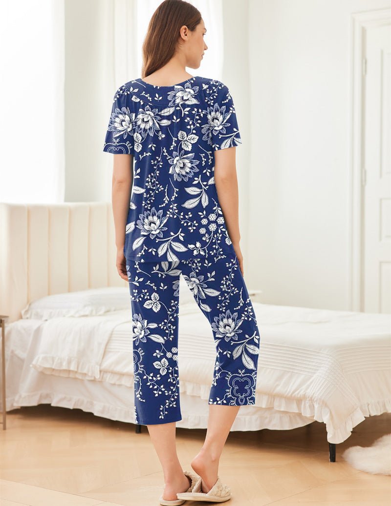 Capri Pajamas Short Sleeve Mumu Pjs Sets