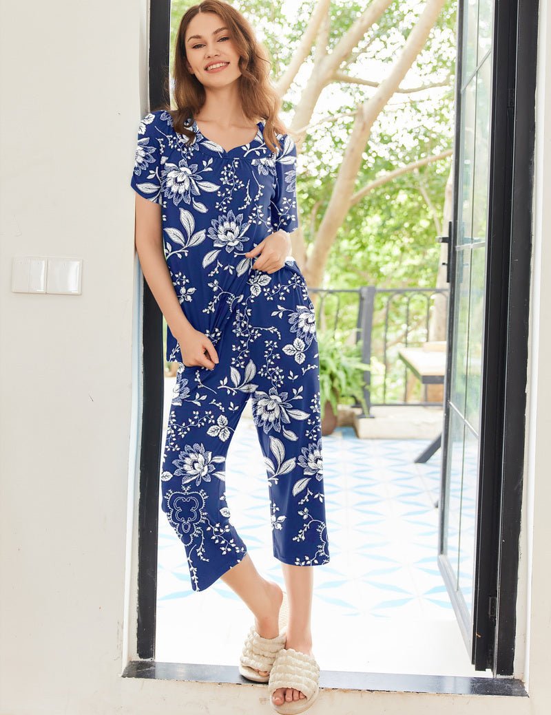 Capri Pajamas Short Sleeve Mumu Pjs Sets