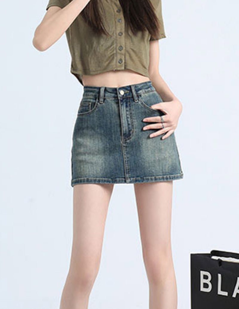 Casual High Waist Denim Short Skirt