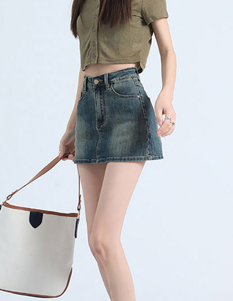 Casual High Waist Denim Short Skirt