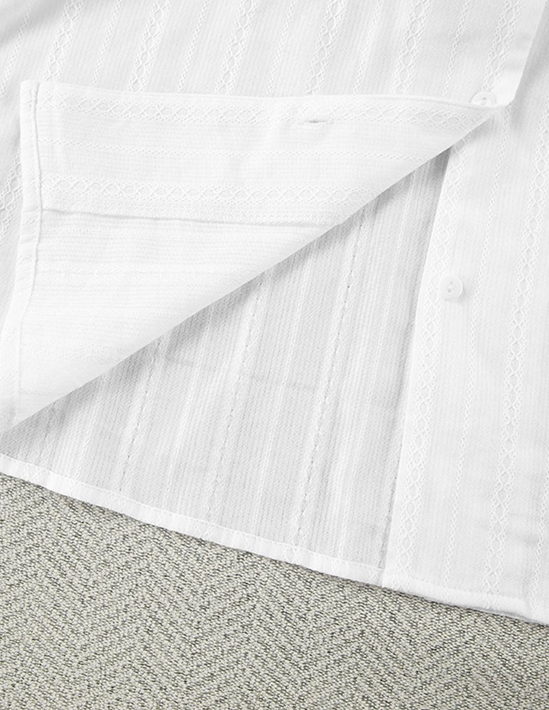 White jacquard cotton lounge set bottom with elastic waistband