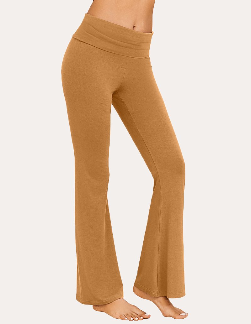 Brown flare lounge pants with elastic waistband