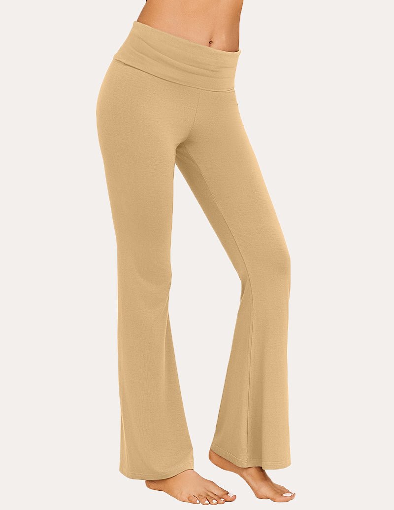 Khaki flare lounge pants with elastic waistband