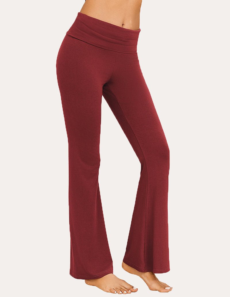 Red flare lounge pants with elastic waistband