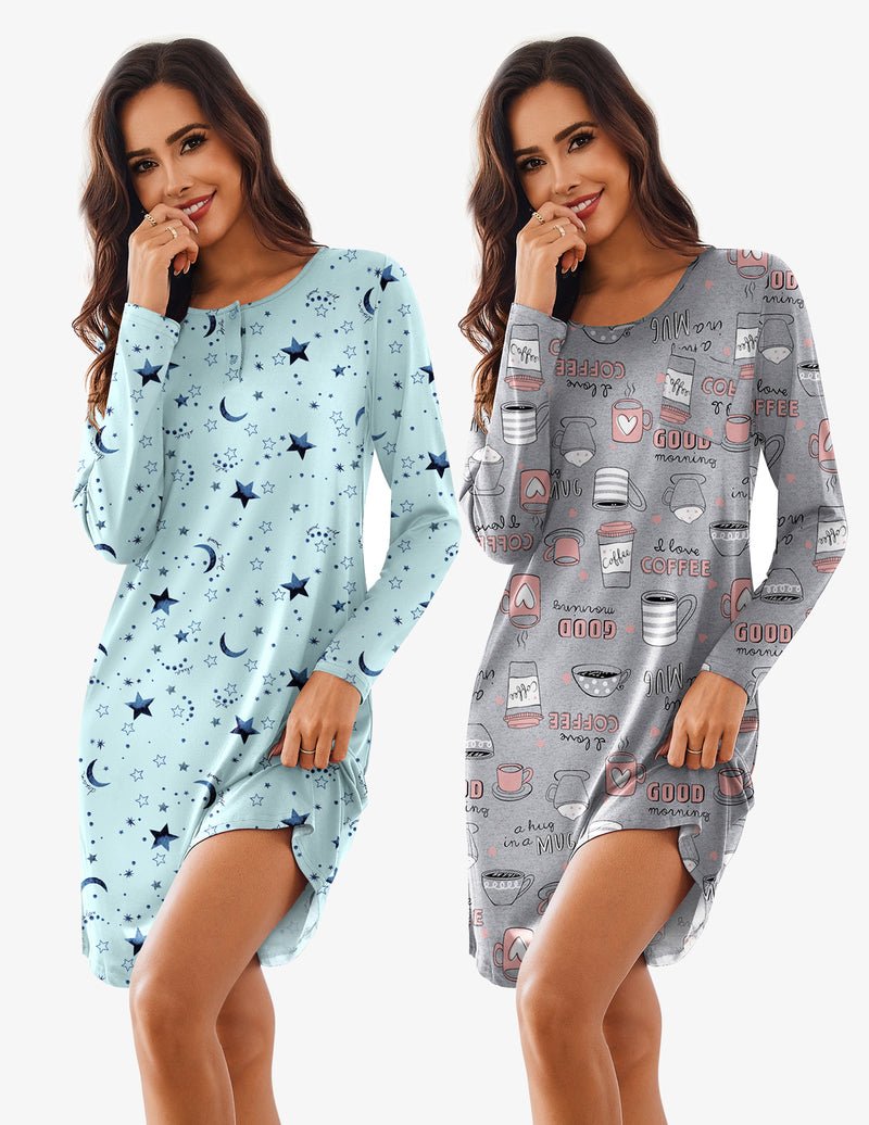 Comfy Soft 2 PCS Sleepshirt Dress (US Only)