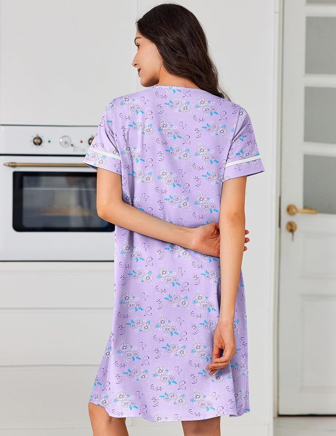 Ekouaer Cotton House Dress with Pockets Black / L
