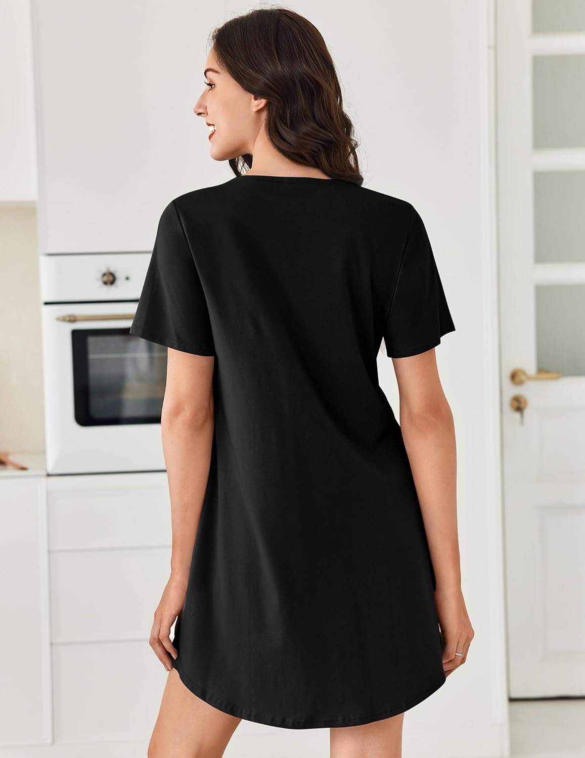Ekouaer Cotton Pleated Nightshirts Brown Leopard / XL