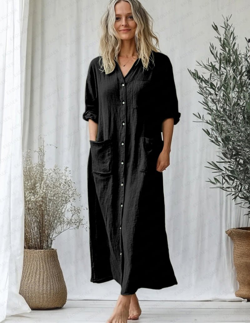 Ekouaer Cozy 100% Cotton Long Dress