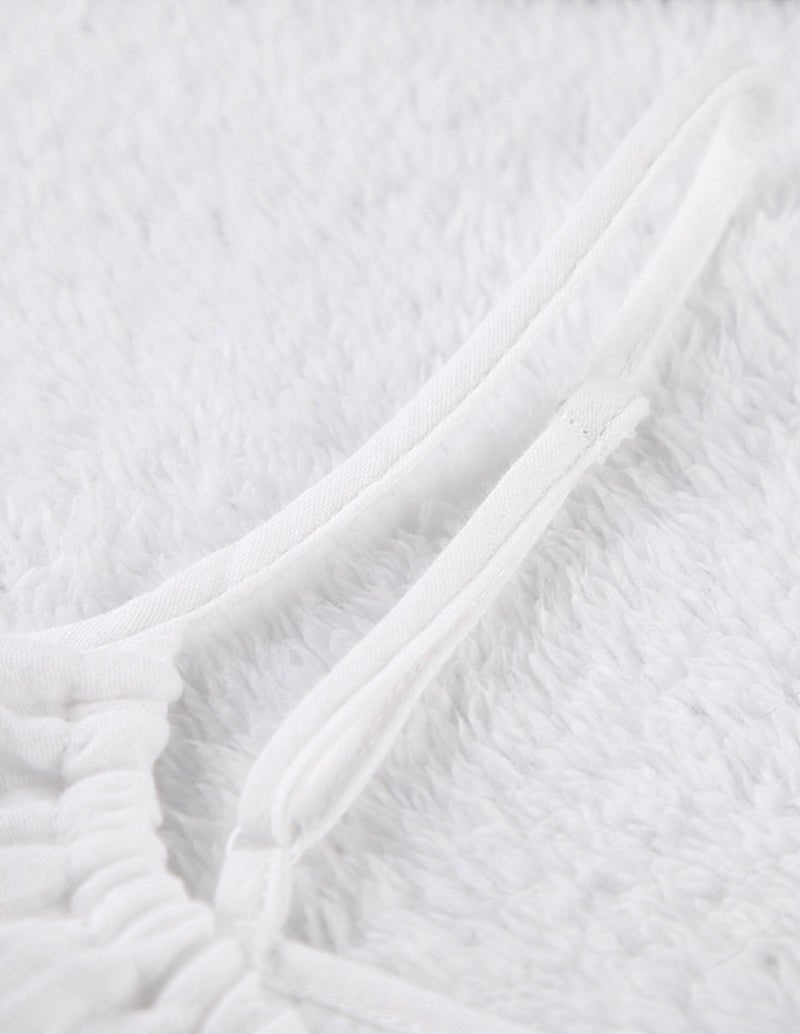 White cotton pajama camisole with thin strap and gathered side seam
