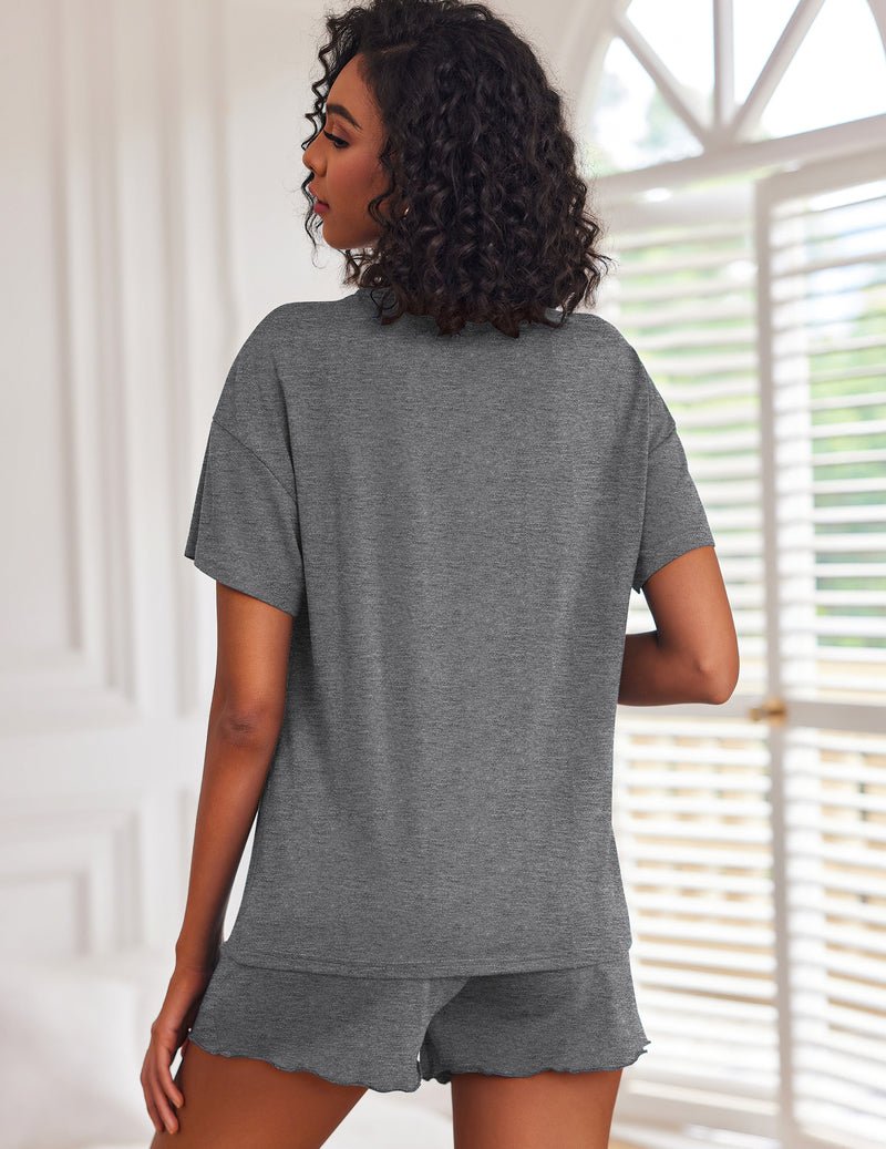 Ekouaer 2 Pack Pajama Sets Short Sleeve Top with Shorts