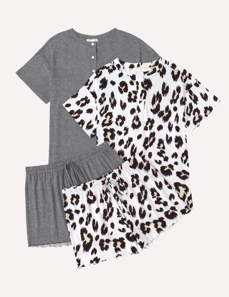 Ekouaer 2 Pack Pajama Sets Short Sleeve Top with Shorts