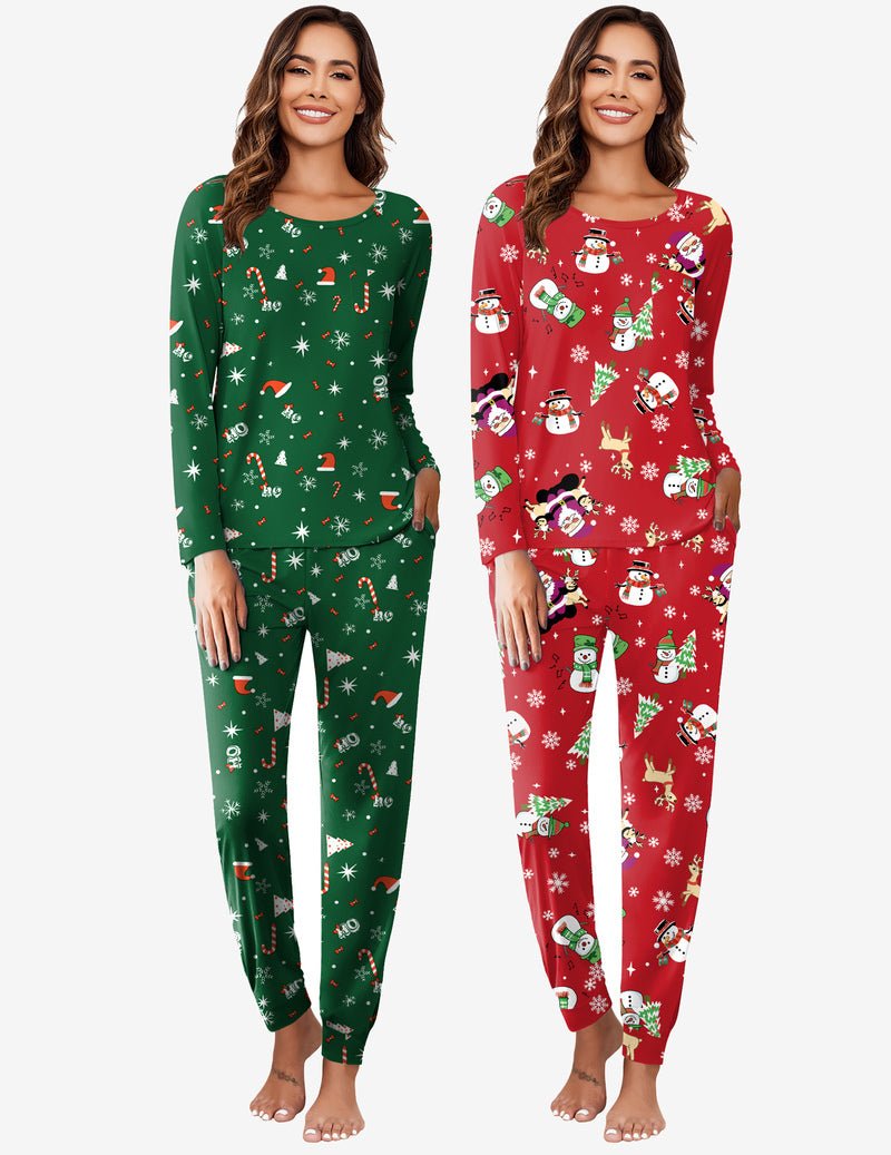 2-Pack Pyjamas: green gingerbread print long-sleeve top and matching pants