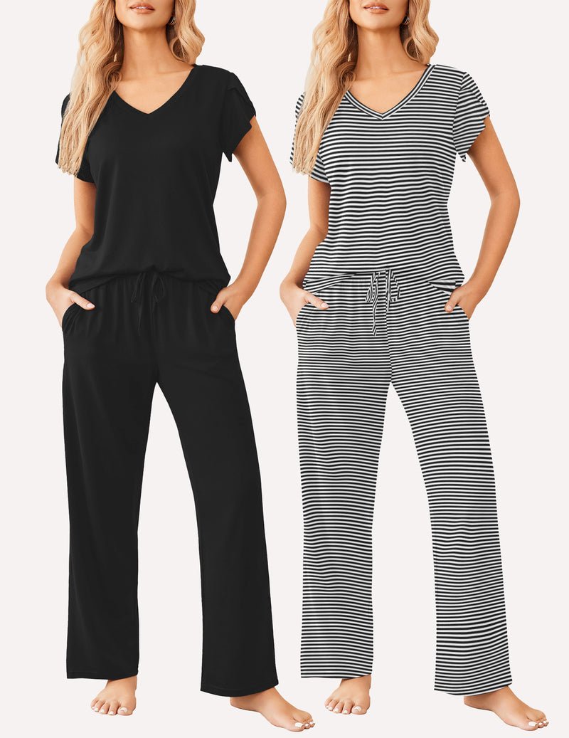 Ekouaer 2 Pack Pajamas Sleepwear Lounge Sets (US Only)