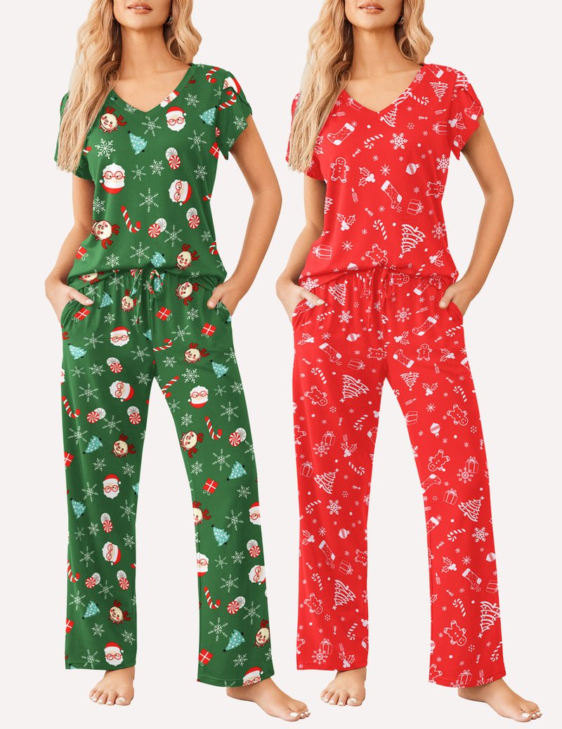 Ekouaer 2 Pack Pajamas Sleepwear Lounge Sets (US Only)