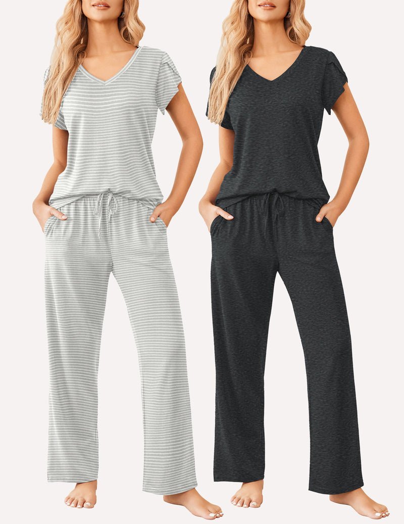 Ekouaer 2 Pack Pajamas Sleepwear Lounge Sets (US Only)