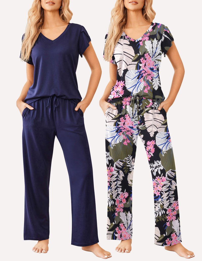 Ekouaer 2 Pack Pajamas Sleepwear Lounge Sets (US Only)