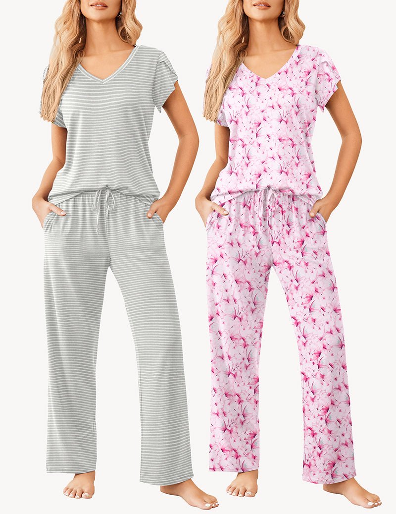 Ekouaer 2 Pack Pajamas Sleepwear Lounge Sets (US Only)