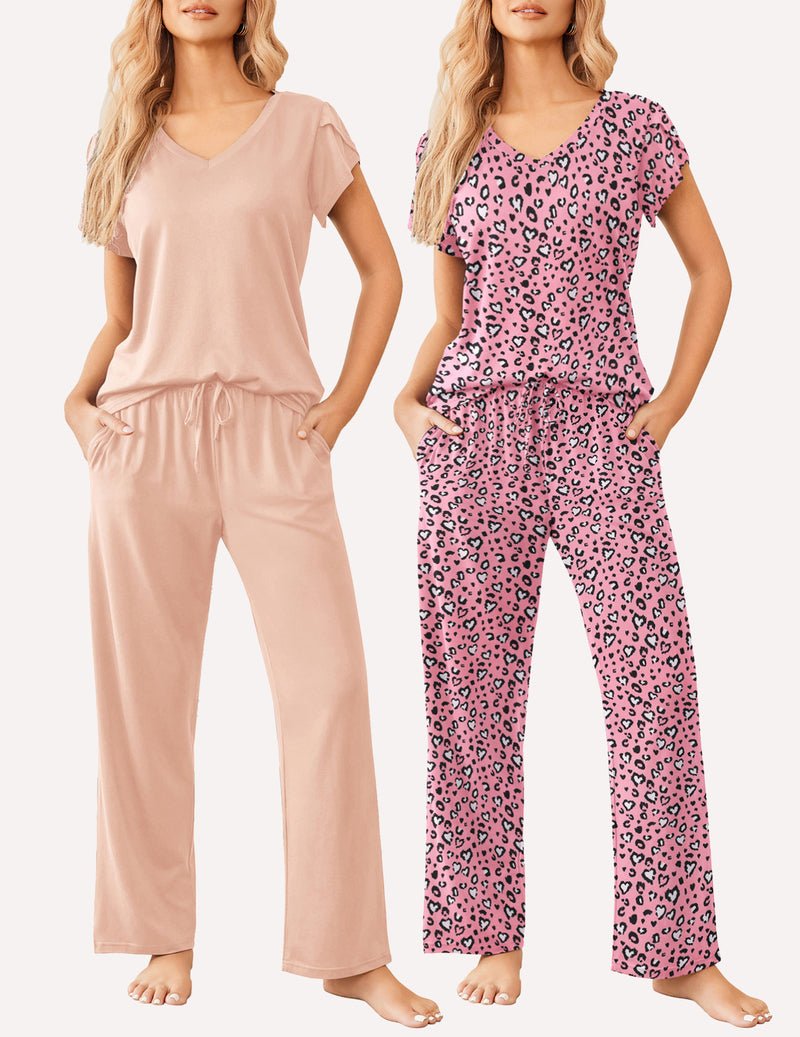 Ekouaer 2-Pack Short Sleeve Lounge Set