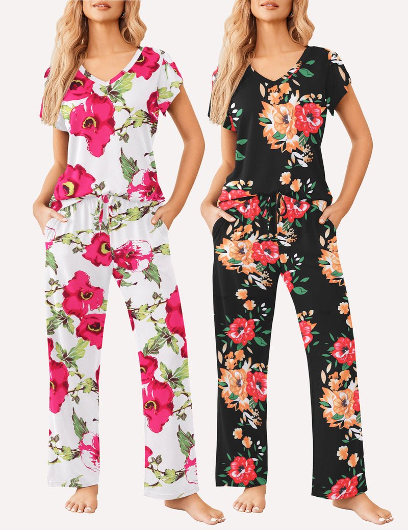 Ekouaer 2 Pack Pajamas Sleepwear Lounge Sets (US Only)