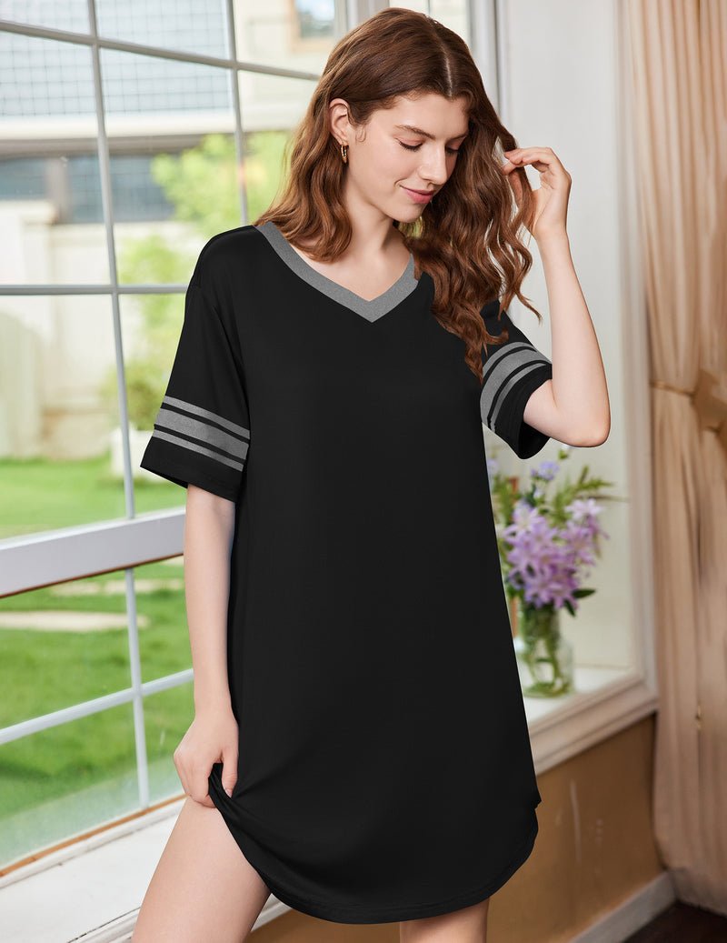 Ekouaer 2 Pack Sleepshirts Short Sleeve Pajama Dress
