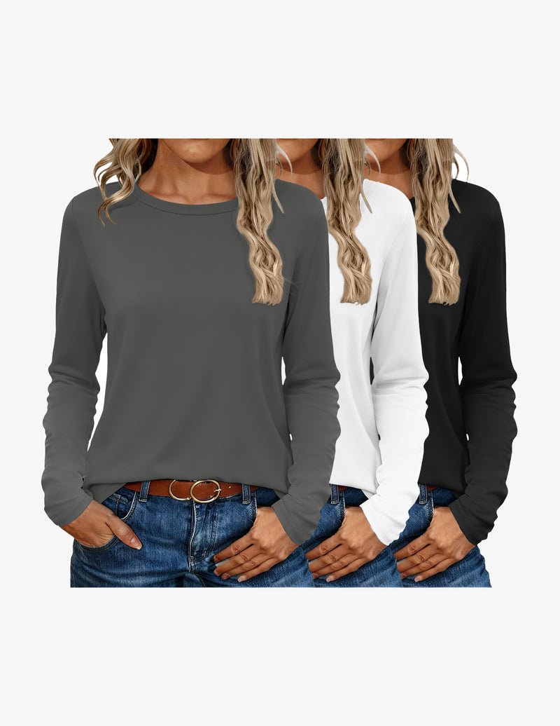 Ekouaer thermal long-sleeve shirt set: dark gray, white, black