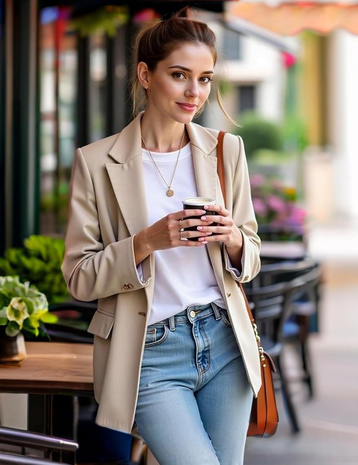 White long sleeve thermal top, crew neck