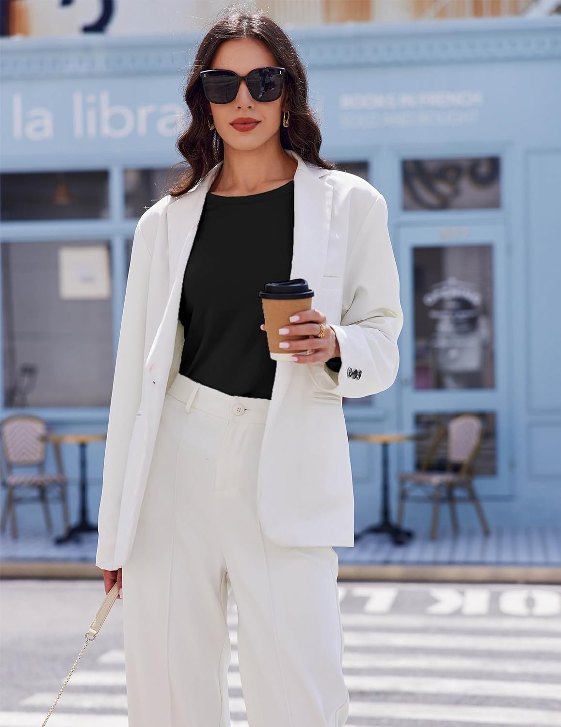 Black long sleeve thermal shirt under blazer, crew neckline