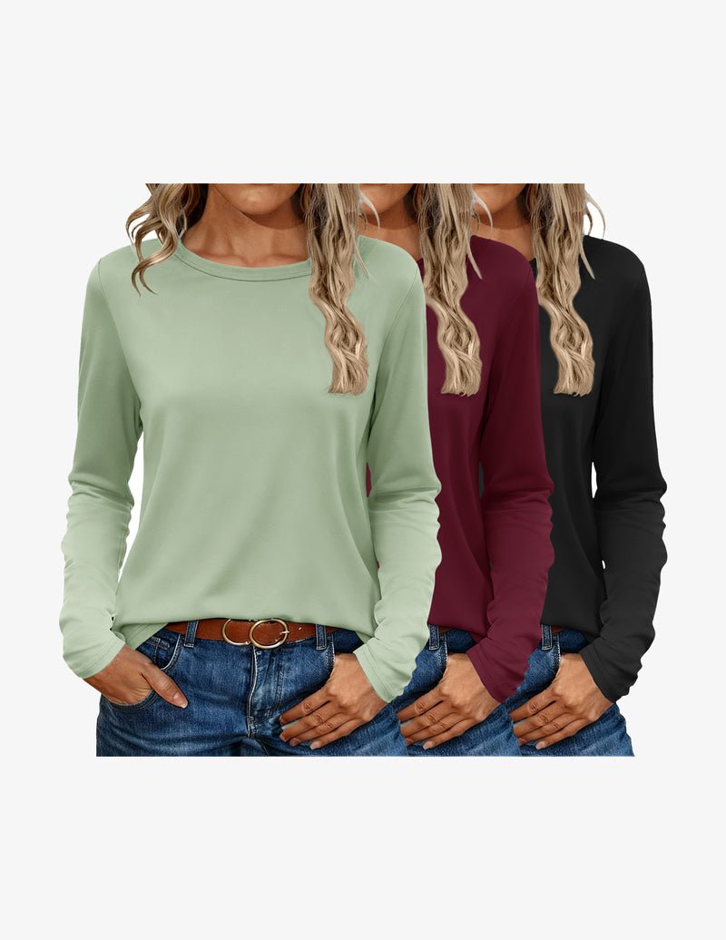 Thermal long-sleeve shirt set: light green, burgundy, black