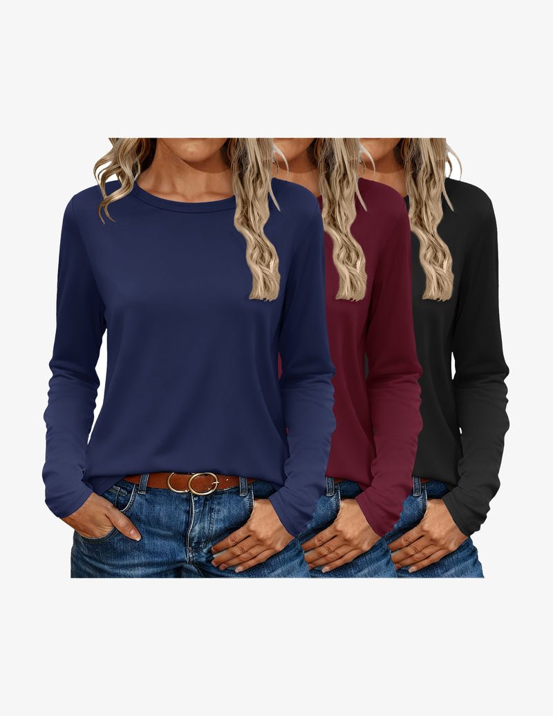 Thermal long-sleeve shirt set: navy blue, burgundy, black