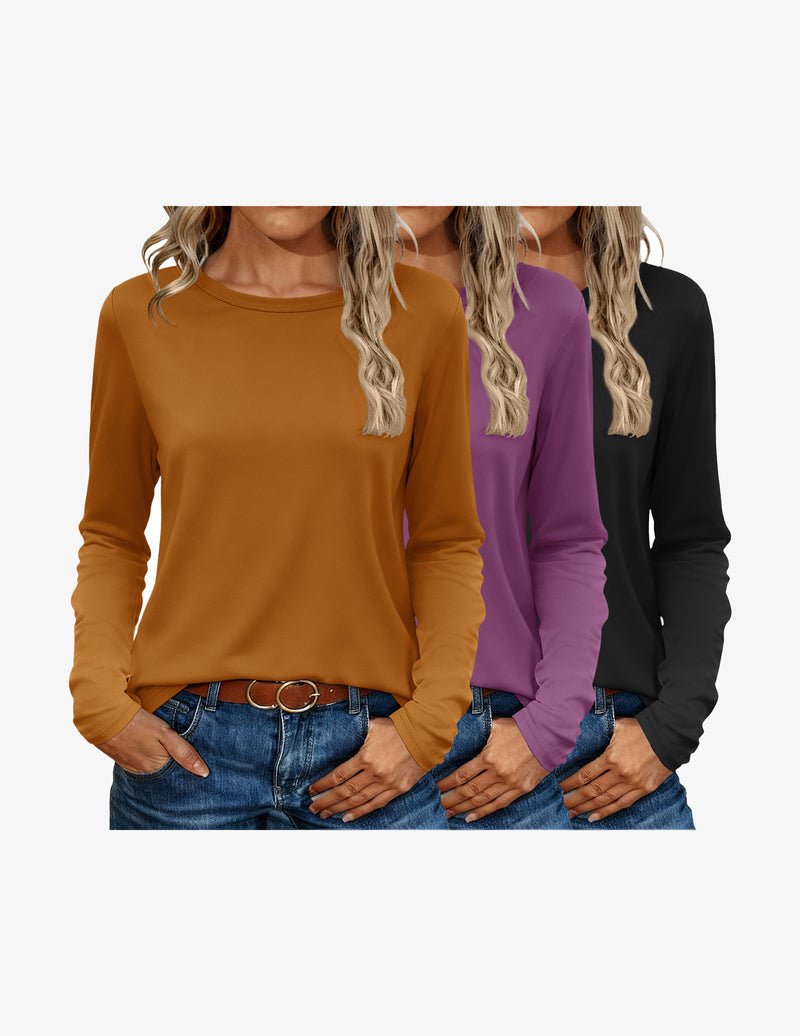 Thermal long-sleeve shirt set: rust orange, purple, black
