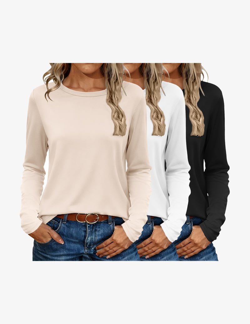 Thermal long-sleeve shirt set: cream, white, black