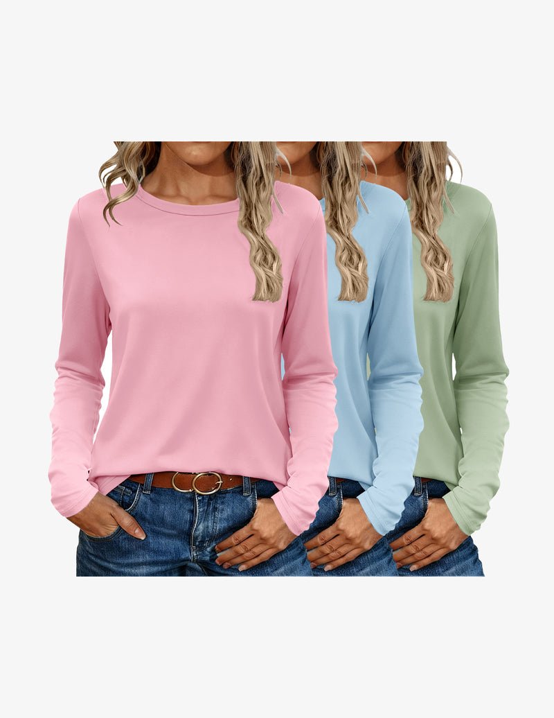 Thermal long-sleeve shirt set: pink, light blue, light green