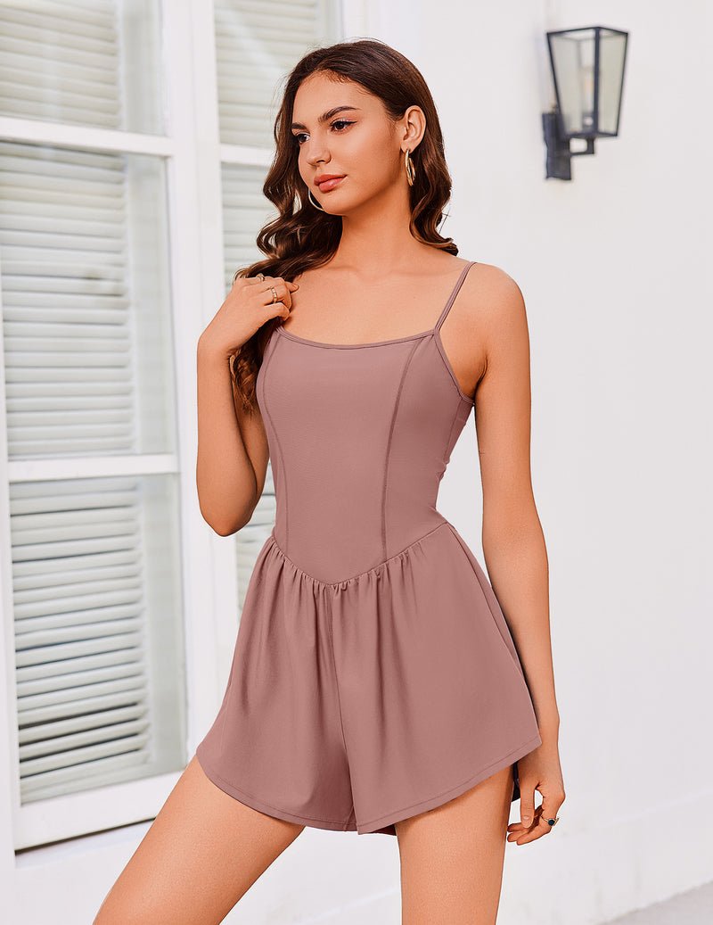 Ekouaer Athletic Jumpsuit Double Lined Shorts One Piece