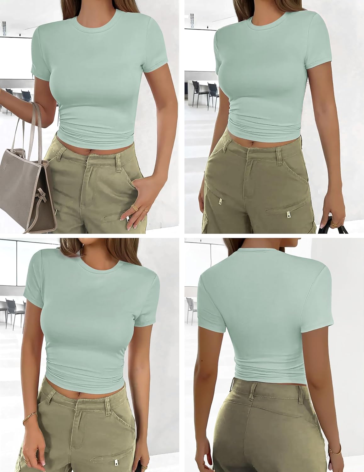 Basic short-sleeve tee, mint green