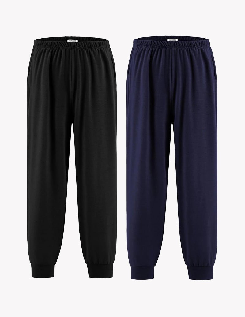 Kinder-Jogger-Pyjama-Hose, schwarz & dunkelblau, elastischer Bund und Bündchen