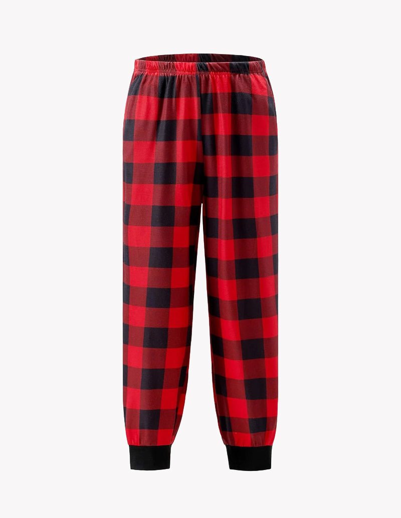 Kinder-Jogger-Pyjama-Hose mit rotem und schwarzem Karomuster, elastischer Bund